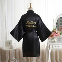 Load image into Gallery viewer, High-end Solid Letter Bride Wedding Robe Sexy Mini Bridesmaid Bridal  Party Gift Casual Half Sleeve Bathrobe Gown Sleepwear