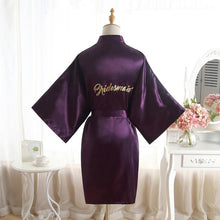 Load image into Gallery viewer, High-end Solid Letter Bride Wedding Robe Sexy Mini Bridesmaid Bridal  Party Gift Casual Half Sleeve Bathrobe Gown Sleepwear
