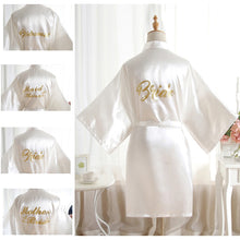 Load image into Gallery viewer, High-end Solid Letter Bride Wedding Robe Sexy Mini Bridesmaid Bridal  Party Gift Casual Half Sleeve Bathrobe Gown Sleepwear