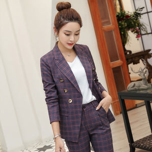 High quality professional women's suits large size S-4XL 2019 autumn and winter new slim full-sleeve blazer Slim trouser suit