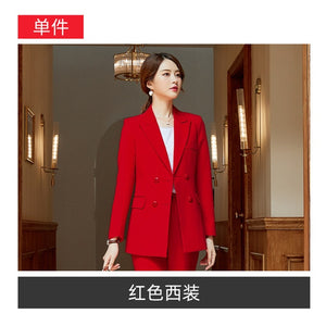 High quality temperament business professional women's suit 2019 autumn and winter new slim jacket large size female Pants suit