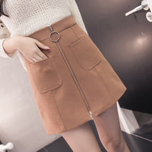 Load image into Gallery viewer, High waist ring zipper shorts 2021 winter new wide leg skirt shorts black sexy shorts female slim skirt shorts