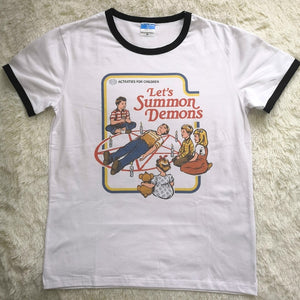 Hillbilly Funny Vintage Women Tshirt Cotton Short Sleeve Let's Summon Demons Graphic Tops Harajuku Summer Tumblr T shirt Women