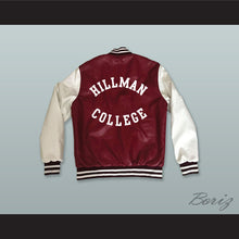 Load image into Gallery viewer, Hillman College Eagle Crest Maroon and White Lab Leather Varsity Letterman Jacket