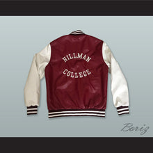 Load image into Gallery viewer, Hillman College Maroon and White Lab Leather Varsity Letterman Jacket