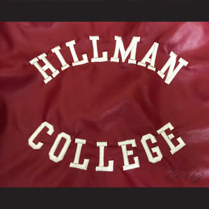 Hillman College Maroon and White Lab Leather Varsity Letterman Jacket