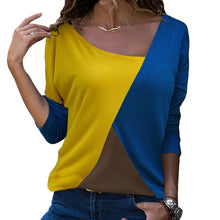 Load image into Gallery viewer, HiloRil Women Patchwork Long Sleeve Tee Shirt 2020 Casual Pullover Loose T-Shirt Harajuku Streetwear Ladies Top Tee Camisa