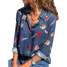 Load image into Gallery viewer, HiloRill Women Blouses 2020 Floral Print Long Sleeve Turn Down Collar Blouse Shirt Striped Tunic Plus Size Blusa Chemisier Femme