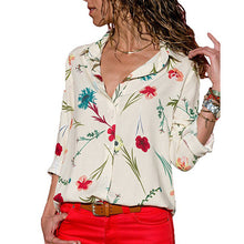 Load image into Gallery viewer, HiloRill Women Blouses 2020 Floral Print Long Sleeve Turn Down Collar Blouse Shirt Striped Tunic Plus Size Blusa Chemisier Femme