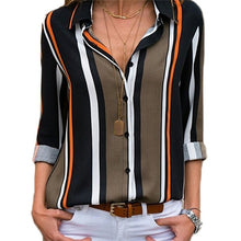 Load image into Gallery viewer, HiloRill Women Blouses 2020 Floral Print Long Sleeve Turn Down Collar Blouse Shirt Striped Tunic Plus Size Blusa Chemisier Femme