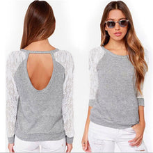 Load image into Gallery viewer, HiloRill Women Sweatshirts 2020 Spring Casual Long Sleeve Hoodies Lace Backless Hoodies Sweatshirts Pullover Top Sudaderas Mujer