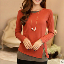 Load image into Gallery viewer, HiloRill Women t shirt 2020 New Casual Long Sleeve Tops Zipper Fake Two Pieces Tee Shirt Fashion Ladies Tunic Tops Plus Size 5XL