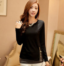 Load image into Gallery viewer, HiloRill Women t shirt 2020 New Casual Long Sleeve Tops Zipper Fake Two Pieces Tee Shirt Fashion Ladies Tunic Tops Plus Size 5XL