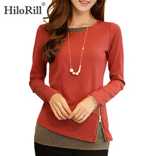 Load image into Gallery viewer, HiloRill Women t shirt 2020 New Casual Long Sleeve Tops Zipper Fake Two Pieces Tee Shirt Fashion Ladies Tunic Tops Plus Size 5XL