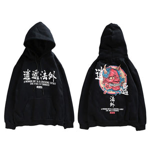 Hip Hop Mens Hoodie Sweatshirt Ghost Chinese Charater Print Harajuku Hoodie Streetwear 2019 Autumn Casual Black Pullover Cotton