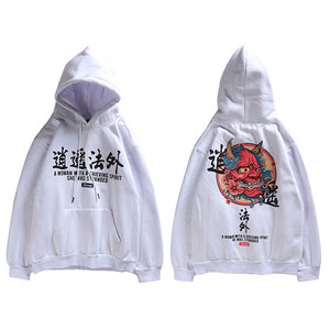 Hip Hop Mens Hoodie Sweatshirt Ghost Chinese Charater Print Harajuku Hoodie Streetwear 2019 Autumn Casual Black Pullover Cotton