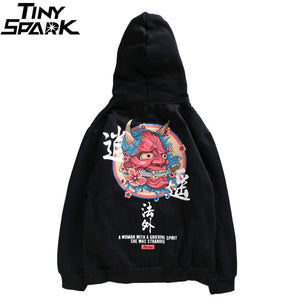 Hip Hop Mens Hoodie Sweatshirt Ghost Chinese Charater Print Harajuku Hoodie Streetwear 2019 Autumn Casual Black Pullover Cotton