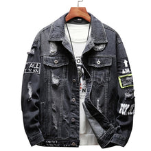 Load image into Gallery viewer, Hip-hop fashion print lapel single-breasted denim jacket casual streetwear new denim jacket men&#39;s spring and autumn jacket