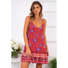 Load image into Gallery viewer, Hirigin Women fashion sexy sleveless wrap boho floral mini dress ladies summer holiday beach party sundress