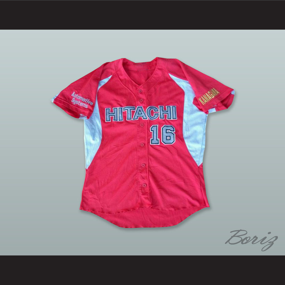 Hitachi 16 Kanagawa Japan Red Button Down Baseball Jersey