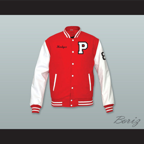 Hodges 8 Putnam Badgers High School Red Wool and White Lab Leather Varsity Letterman Jacket
