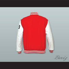 Load image into Gallery viewer, Hodges 8 Putnam Badgers High School Red Wool and White Lab Leather Varsity Letterman Jacket