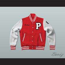 Load image into Gallery viewer, Hodges 8 Putnam Badgers High School Red Varsity Letterman Jacket-Style Sweatshirt The Turkey Bowl