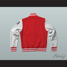 Load image into Gallery viewer, Hodges 8 Putnam Badgers High School Red Varsity Letterman Jacket-Style Sweatshirt The Turkey Bowl