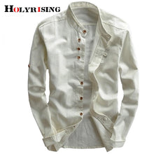 Load image into Gallery viewer, Holyrising Men's Linen Shirts Long Sleeve Casual Slim Shirts High Quality Men Business Cotton Dress Shirts M-5XL 18859-5