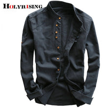 Load image into Gallery viewer, Holyrising Men's Linen Shirts Long Sleeve Casual Slim Shirts High Quality Men Business Cotton Dress Shirts M-5XL 18859-5