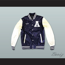 Load image into Gallery viewer, Hometown Legend Navy Blue and White Lab Leather Varsity Letterman Jacket