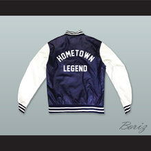 Load image into Gallery viewer, Hometown Legend Navy Blue and White Lab Leather Varsity Letterman Jacket