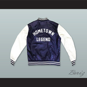 Hometown Legend Navy Blue and White Lab Leather Varsity Letterman Jacket