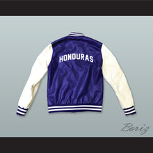 Load image into Gallery viewer, Honduras Blue and White Lab Leather Varsity Letterman Jacket