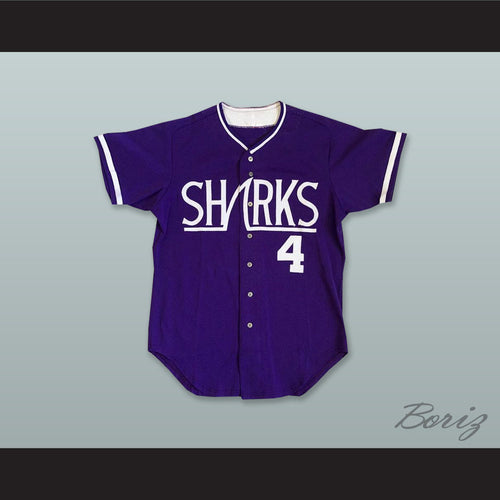 Honolulu Sharks 4 Purple Button Down Baseball Jersey