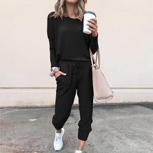Load image into Gallery viewer, Hooded Tracksuit Women 2 Pcs Running Set 2020 Patchwork Joggers Suits Workout Clothes Loose 1/4 Zipper Sweatshirts Sportswear