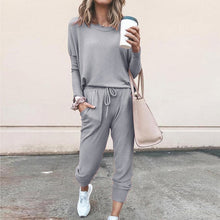 Load image into Gallery viewer, Hooded Tracksuit Women 2 Pcs Running Set 2020 Patchwork Joggers Suits Workout Clothes Loose 1/4 Zipper Sweatshirts Sportswear