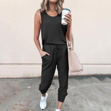 Load image into Gallery viewer, Hooded Tracksuit Women 2 Pcs Running Set 2020 Patchwork Joggers Suits Workout Clothes Loose 1/4 Zipper Sweatshirts Sportswear