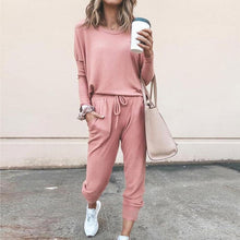 Load image into Gallery viewer, Hooded Tracksuit Women 2 Pcs Running Set 2020 Patchwork Joggers Suits Workout Clothes Loose 1/4 Zipper Sweatshirts Sportswear