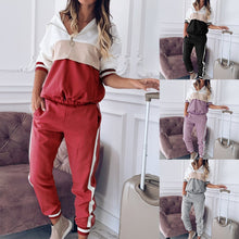 Load image into Gallery viewer, Hooded Tracksuit Women 2 Pcs Running Set 2020 Patchwork Joggers Suits Workout Clothes Loose 1/4 Zipper Sweatshirts Sportswear