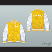 Load image into Gallery viewer, Bruno Mars 24K Hooligans Yellow/ White Varsity Letterman Satin Bomber Jacket 1