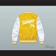Load image into Gallery viewer, Bruno Mars 24K Hooligans Yellow/ White Varsity Letterman Satin Bomber Jacket 2