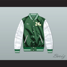 Load image into Gallery viewer, Bruno Mars 24K Hooligans Green/ White Varsity Letterman Satin Bomber Jacket 2