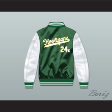 Load image into Gallery viewer, Bruno Mars 24K Hooligans Green/ White Varsity Letterman Satin Bomber Jacket 2