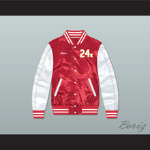 Load image into Gallery viewer, Bruno Mars 24K Hooligans Red/ White Varsity Letterman Satin Bomber Jacket 1
