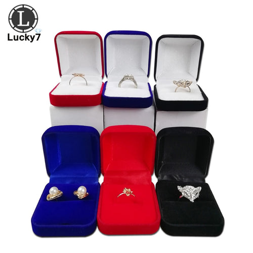 Hot Sale Blue Red Black Blocked Jewelry Package Box 4 Color Available Ring Stud Earrings Jewelry Organizer Storage Gift Box