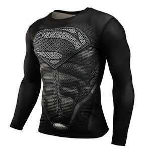 Hot Sale Fitness MMA Compression Shirt Men Anime Bodybuilding Long Sleeve Workout 3D Superman Punisher T Shirt Tops Tees