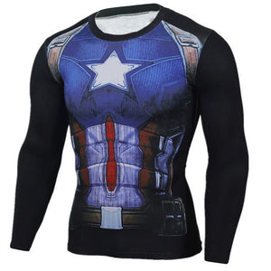 Hot Sale Fitness MMA Compression Shirt Men Anime Bodybuilding Long Sleeve Workout 3D Superman Punisher T Shirt Tops Tees