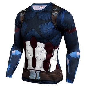 Hot Sale Fitness MMA Compression Shirt Men Anime Bodybuilding Long Sleeve Workout 3D Superman Punisher T Shirt Tops Tees