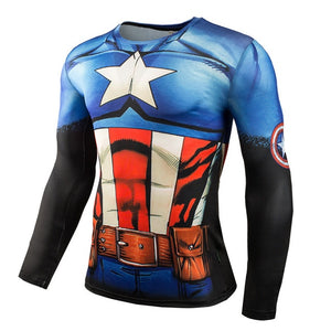 Hot Sale Fitness MMA Compression Shirt Men Anime Bodybuilding Long Sleeve Workout 3D Superman Punisher T Shirt Tops Tees